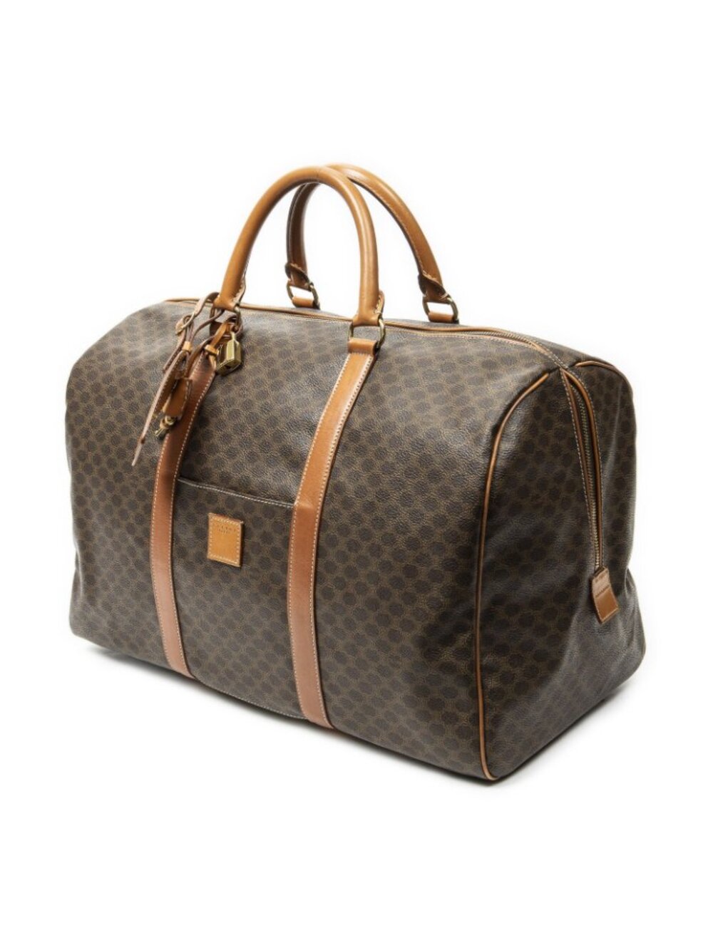 Celine Vintage Travel Boston Brown Macadam Canvas Shoulder - Picture 2 of 10